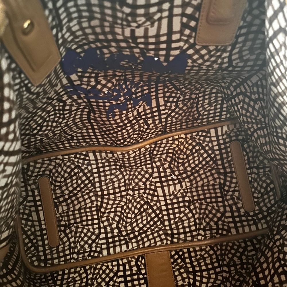 MCM Brown and Black Tote Bag with Classic Leather Accents